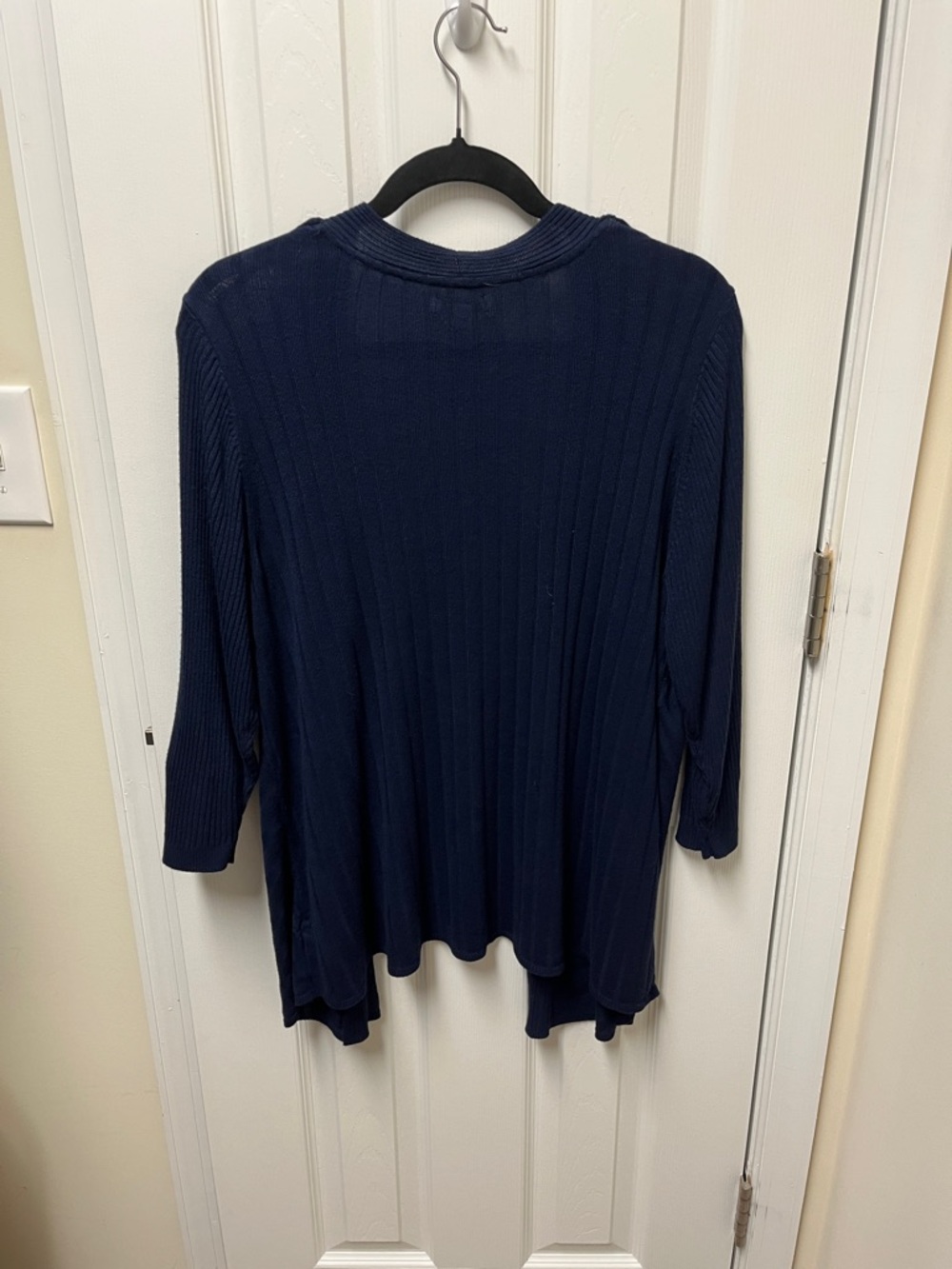 croft & barrow Navy Open-Front Lightweight Ribbed Cardigan - Picture 5 of 6